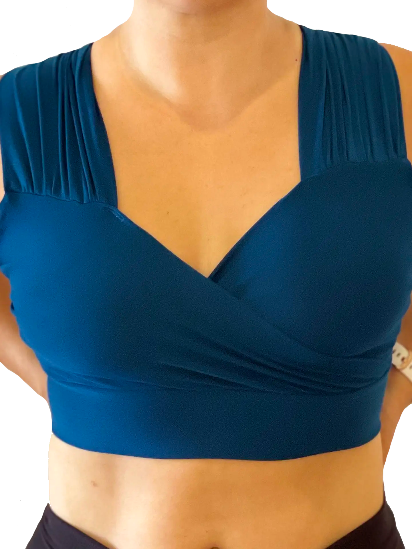 Calla' Teal Bamboo / Cotton Supportive Underbust Adjustable Back Bra with  Removable Padding - On The Inside